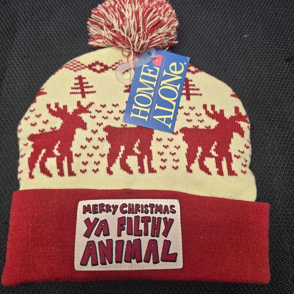 Home Alone Christmas Beanie Hat Ya Filthy Animal Reindeer Pom